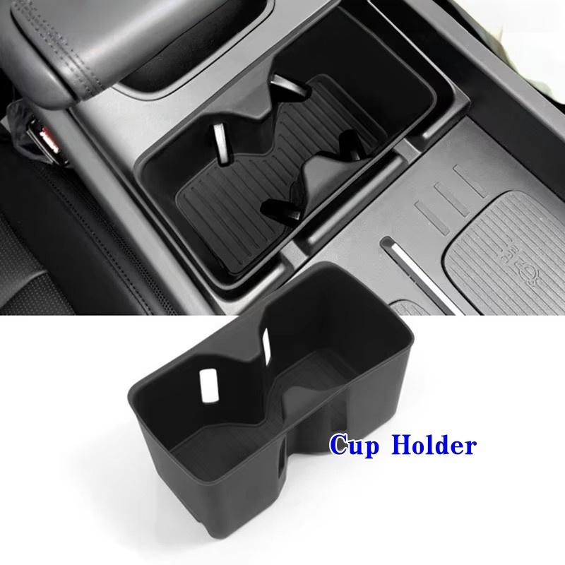 For Hyundai Santa Fe 2024 2025 Black Armrest Storage Box Cup Holder Anti Dirt Pad Organizer Tidying Car Interior Accessories