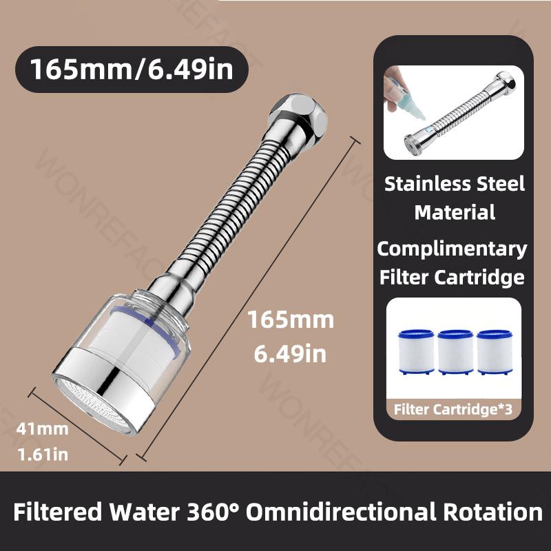 Kitchen Tap Filter Water Purifier Universal Sink Faucet Adapter Multi-Directional Splash Proof Tap Extender