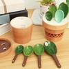 Ceramic Measuring Spoons Set with Base Baking Spoons Flower Pot Cactus Ornament  Powder Scoop