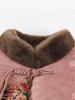 Plus Size Winter Stand Collar Chinese Style Velvet-Lined Cotton Jacket for Grandma