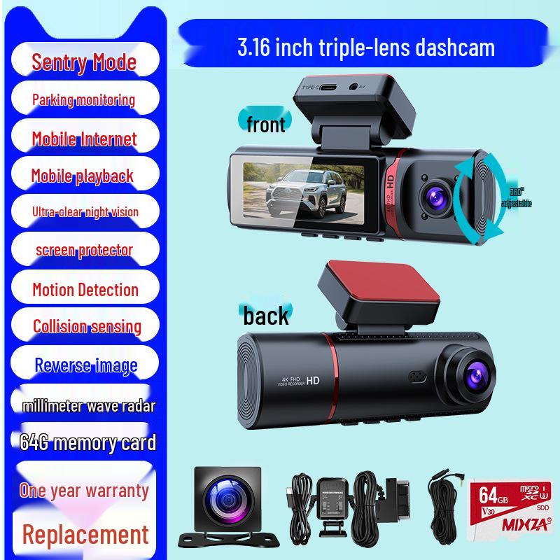 2025 Wireless 360° Dash Cam with Sentinel Mode & 24-Hour Parking Monitoring