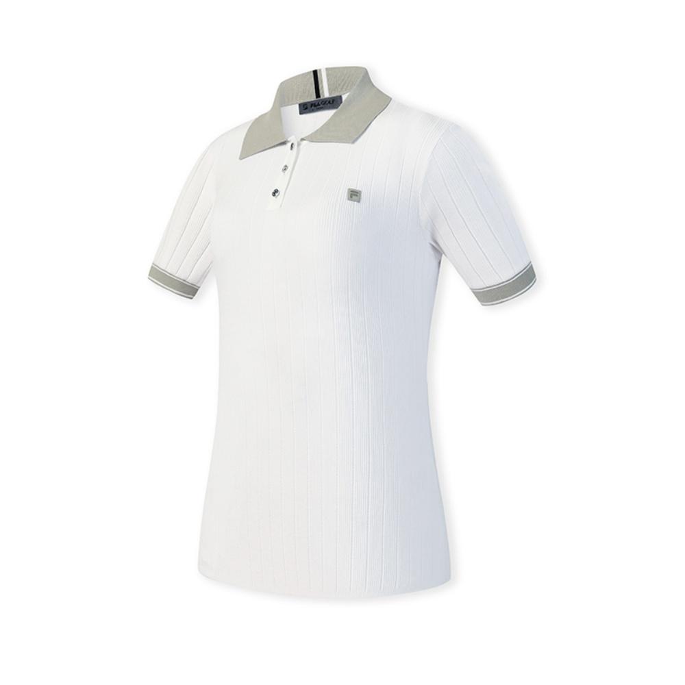 FILA Golf Series Simple Fashion Classic Sports Casual Golf Versatile Comfortable Woven Short Sleeve Polo Shirt Women tops Jade-White A11W615408FWT