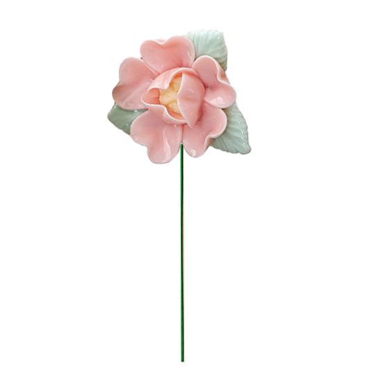 Keramisk blomma med stjälk Realistisk handgjord konstgjord blomma Hem Kontor Vardagsrum Vas Färgglad falsk blomdekoration