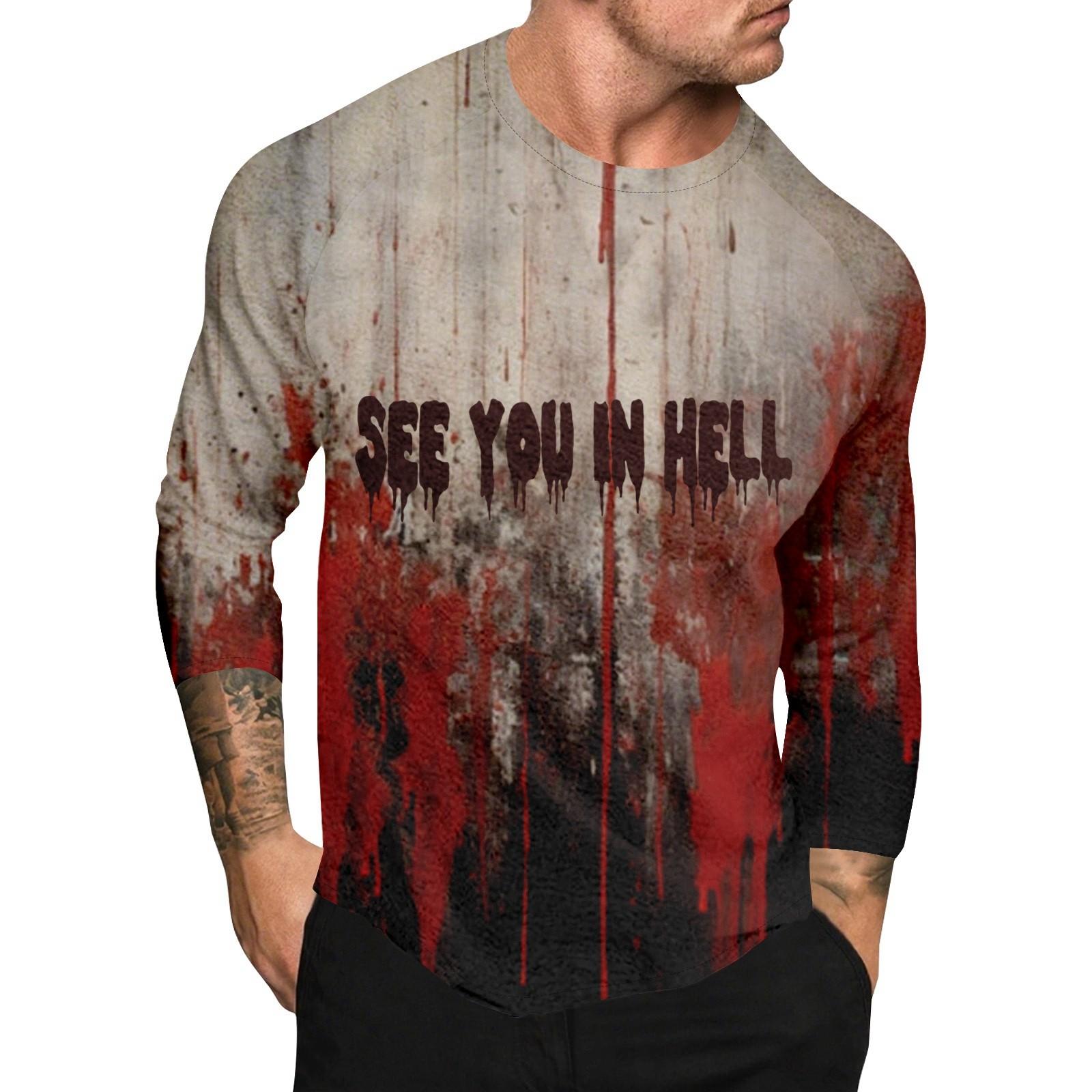 

Halloween Print Raglan Sleeve Men s Long Sleeve Top L