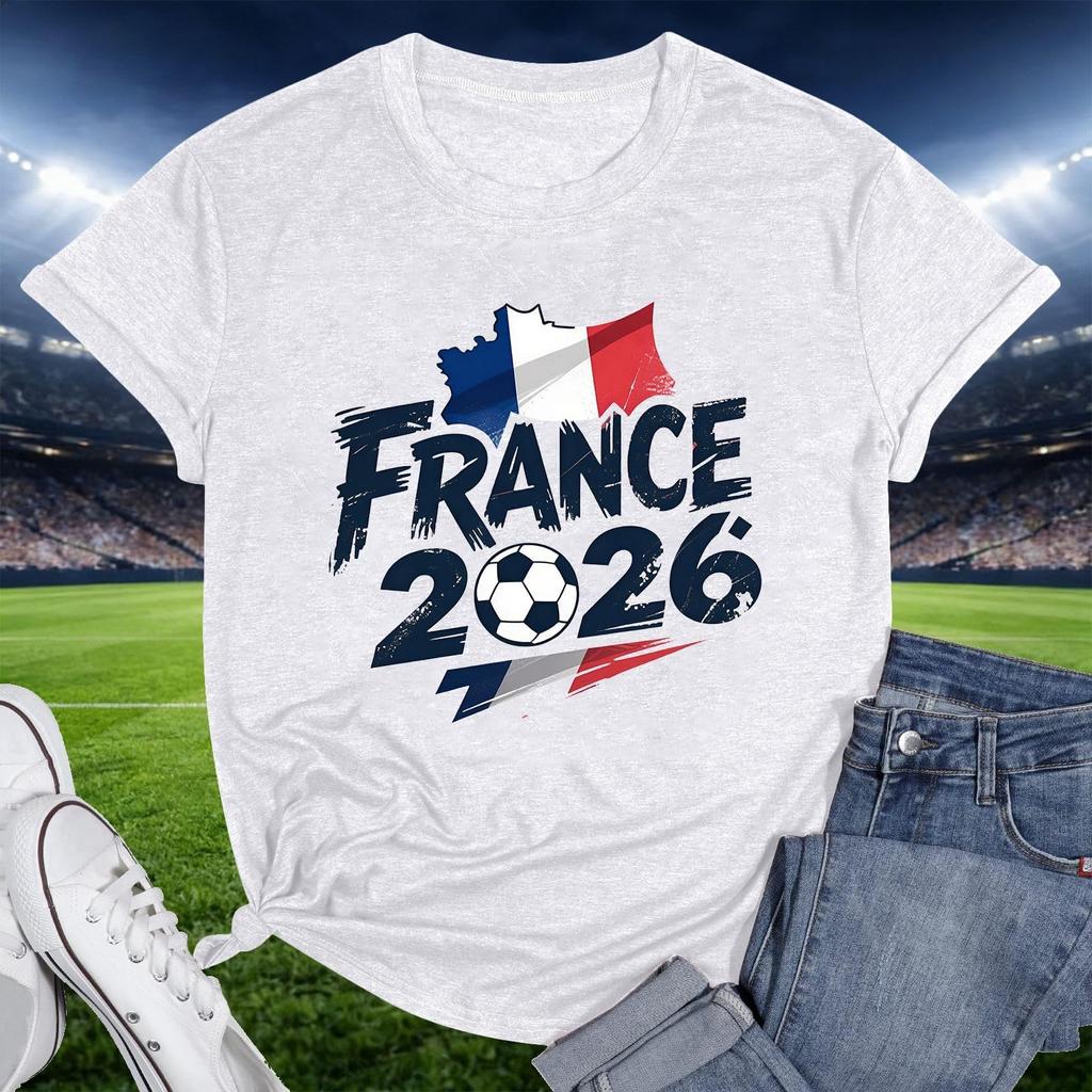 France 2026 Soccer Fan T-Shirt Crew Neck Short Sleeve Pullover Unisex Casual Tee Football Graphic Top for Supporters