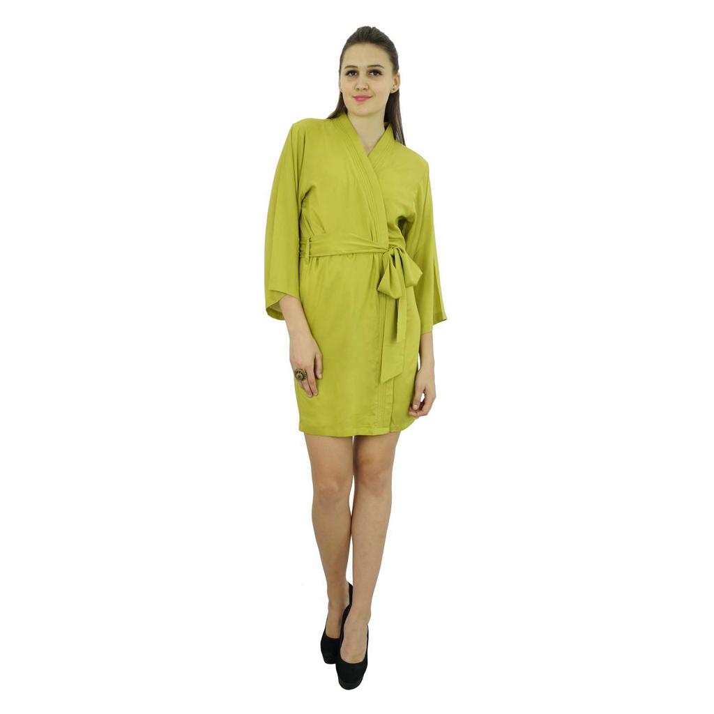 Bimba Women Short Solid Belt Robe Soft Modal Cotton Wrap Round Plain Bath