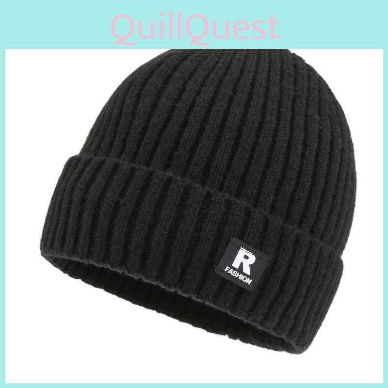 Strickmütze für Männer mit Buchstaben-R-Design Warme winddichte Wintermütze für lässigen Stil