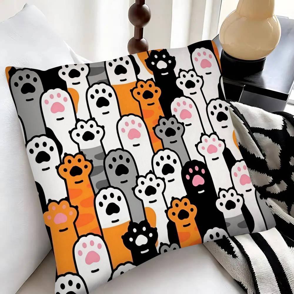 Cute Cat Paw Pillow Case Fashion Square Pillowcase Bedroom Sofa Room Ins Decoration Leisure
