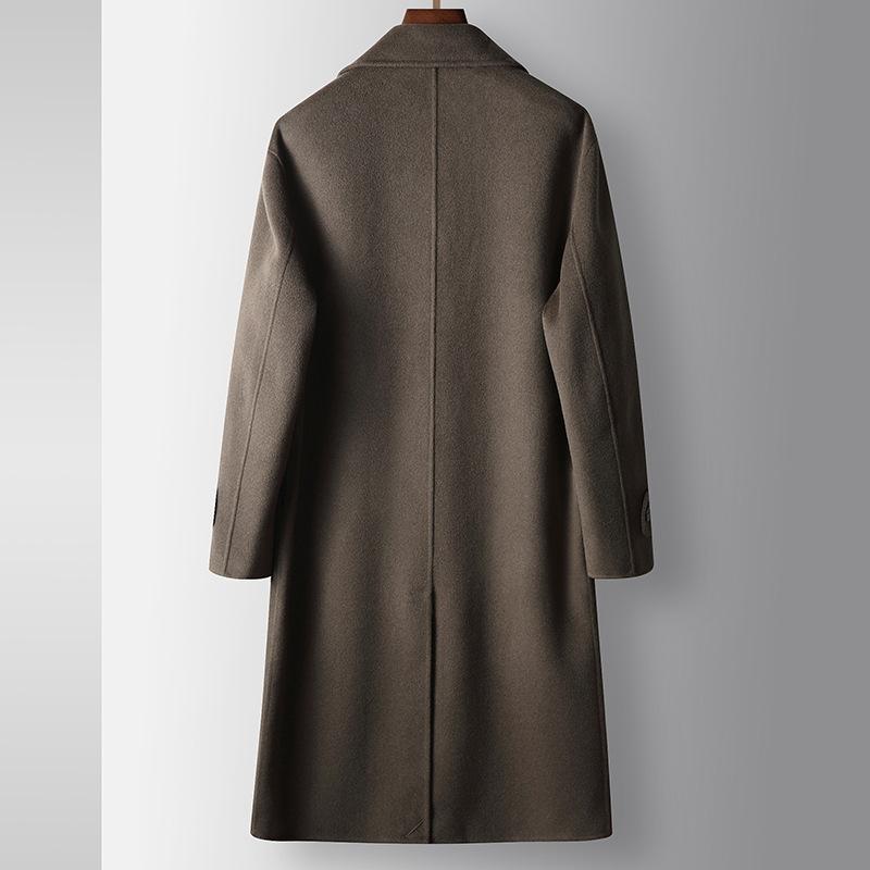 Men's Coat Autumn and Winter Long Over-Knee Double-Sided Wool Windbreaker Youth Business Double-breasted Lapel Wool Jacket