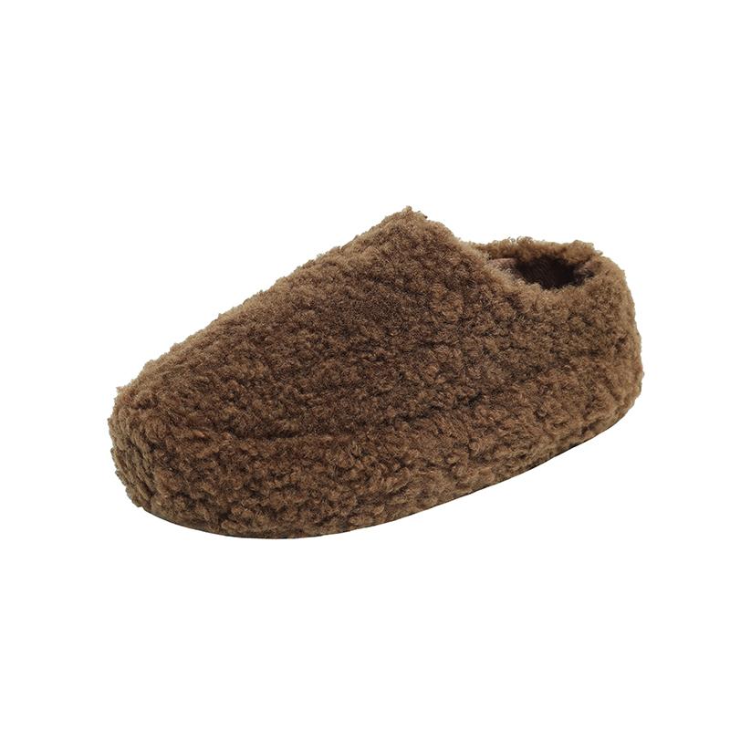 Leopard Print Plush Slippers Fashion Round Toe Deep Mouth Platform Sole Non-slip Wear-resistant Cotton Shoes