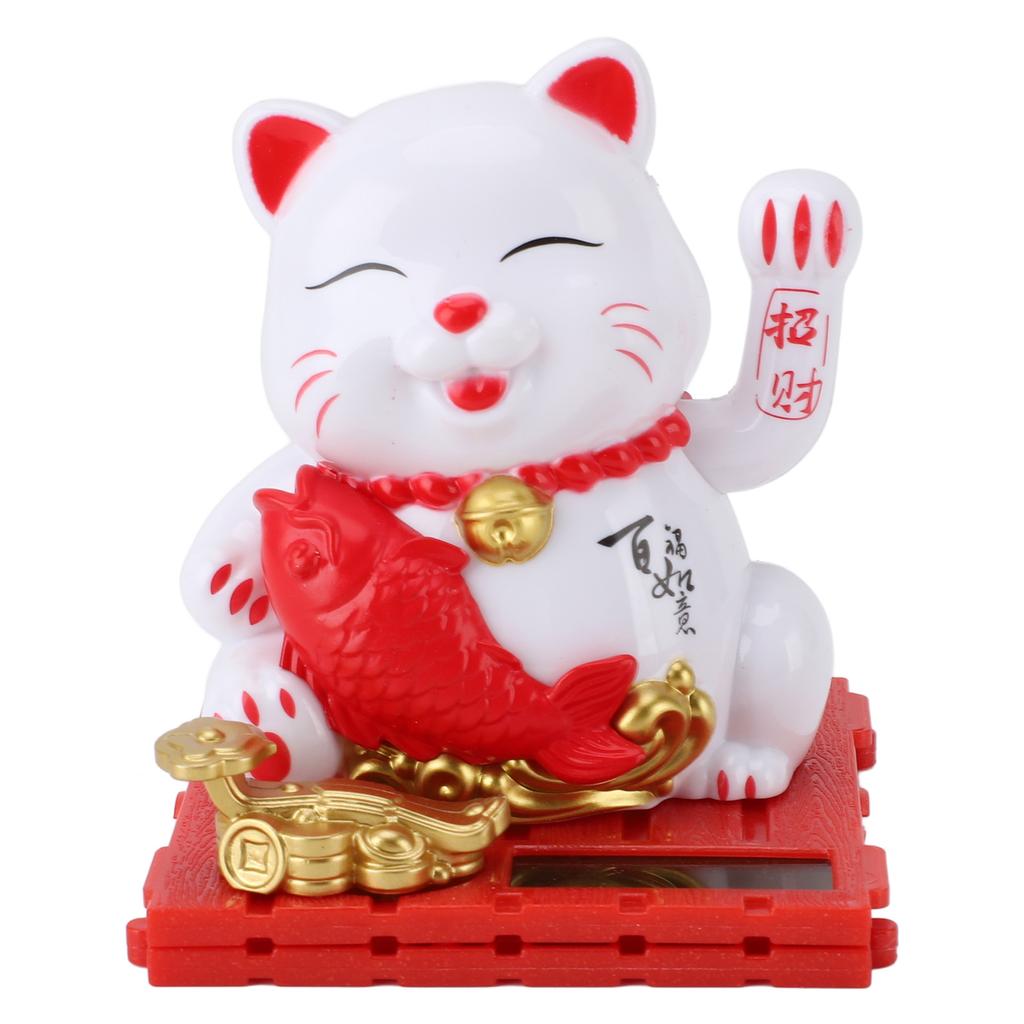 Solar Waving Cat Innovative Cute Solar   Cat Solar Powered Fortune Cat with Transparent Cover for Car Dashboard Cashier Desk Store