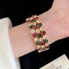 Elegantes Retro Geometrisches Diamantbesetztes Offenes Armreif-Armband für Damen