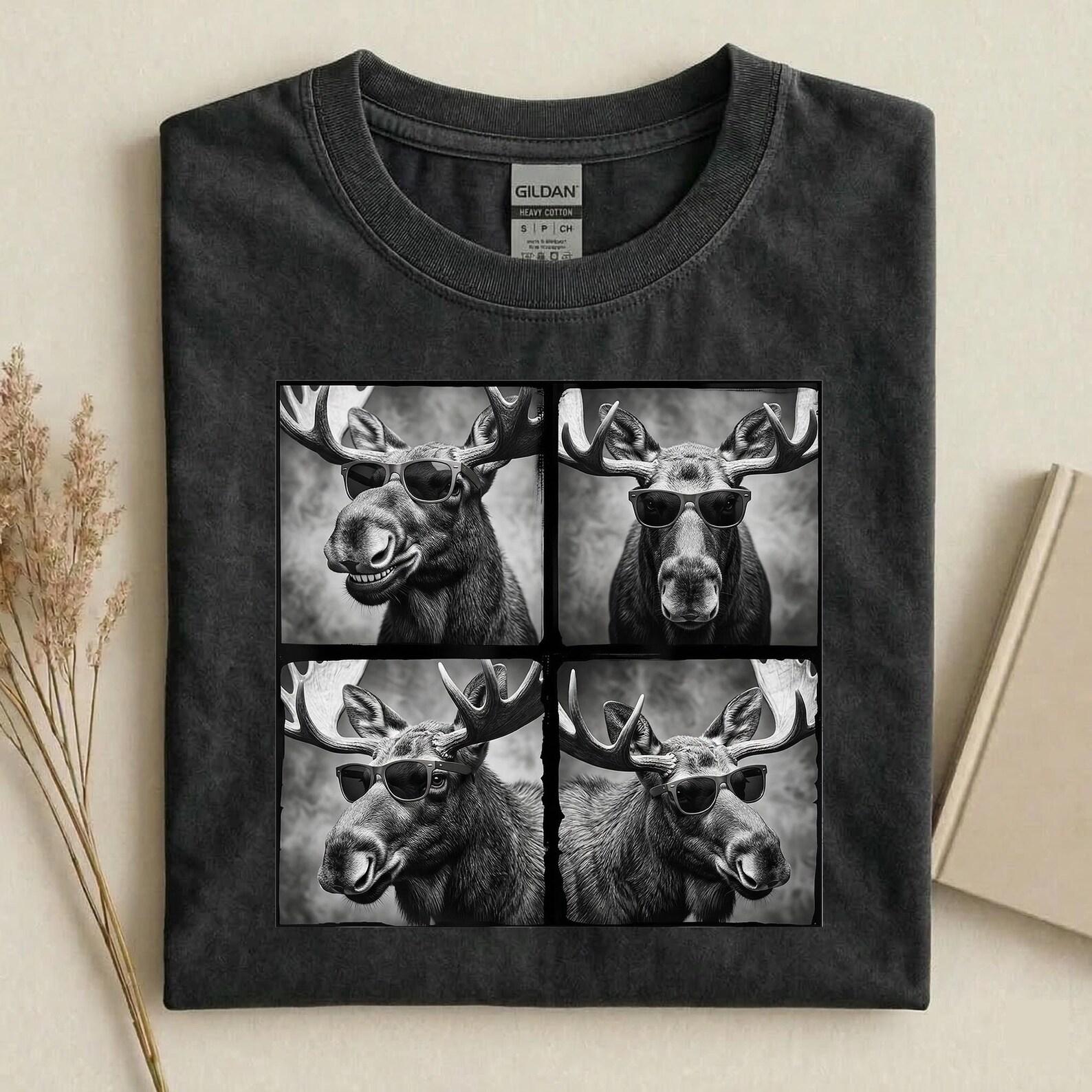 Cool Moose Sunglasses Shirt, Funny Moose Graphic Tee, Aesthetic Wildlife Streetwear, Trendy Nature Lover Gift 3XL