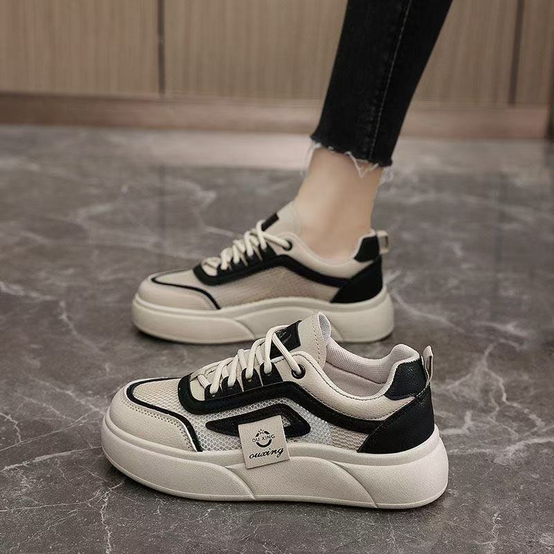 Stepping on shit feeling hollow breathable mesh shoes women's summer 2025 new thin mesh pregnant women soft sole casual sports board shoes