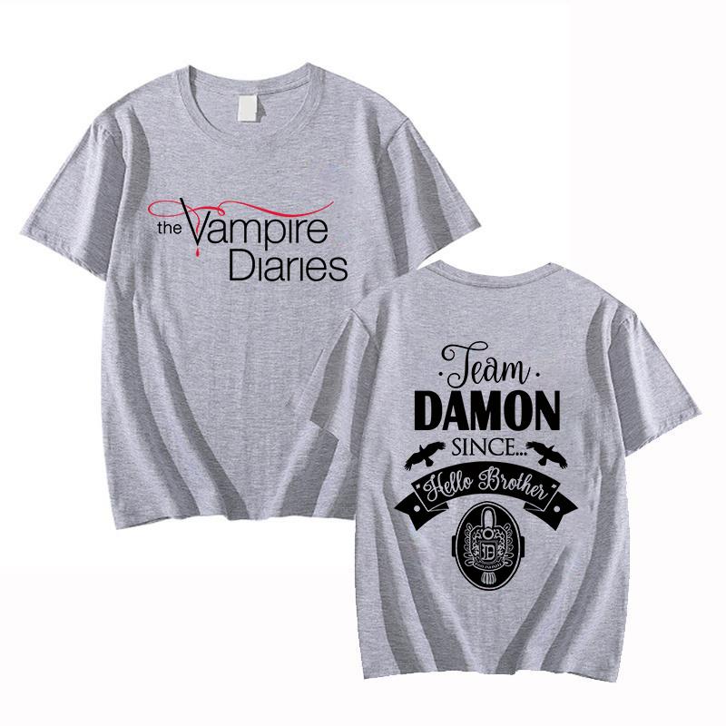 New The Vampire Diaries Print Tshirt Unisex Casual Short Sleeve T-shirt Women Fashion Summer Tops Tees