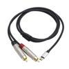 Kikutani TECH USB-C To RCA PIN Male X2 Cable with Built-in DAC, 3ft, UTC-210-3FT