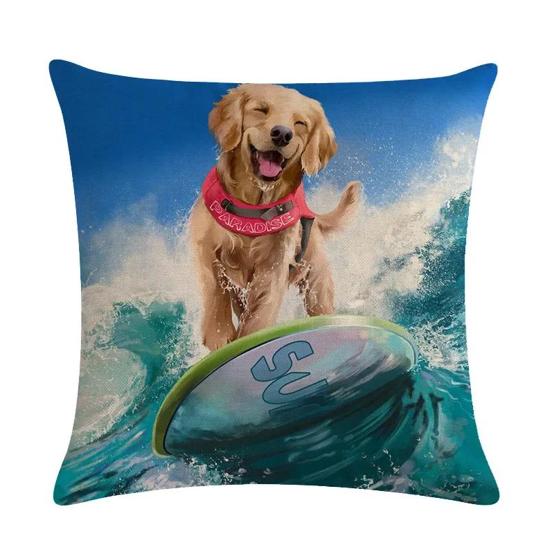 Lovely Animal Dress Up Series Flax Embrace Pillowcase Family Adornment Sofa Car Cushion Cover 45*45Cm