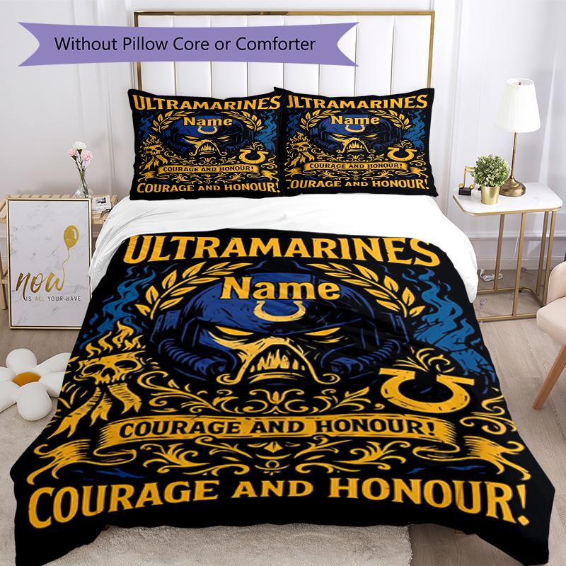 3Pcs Custom Name Warhammer 40K Bedding Set Duvet Cover Closure Includes 1Duvet Cover 2Pillowcases Soft And Comfortable For All Seasons