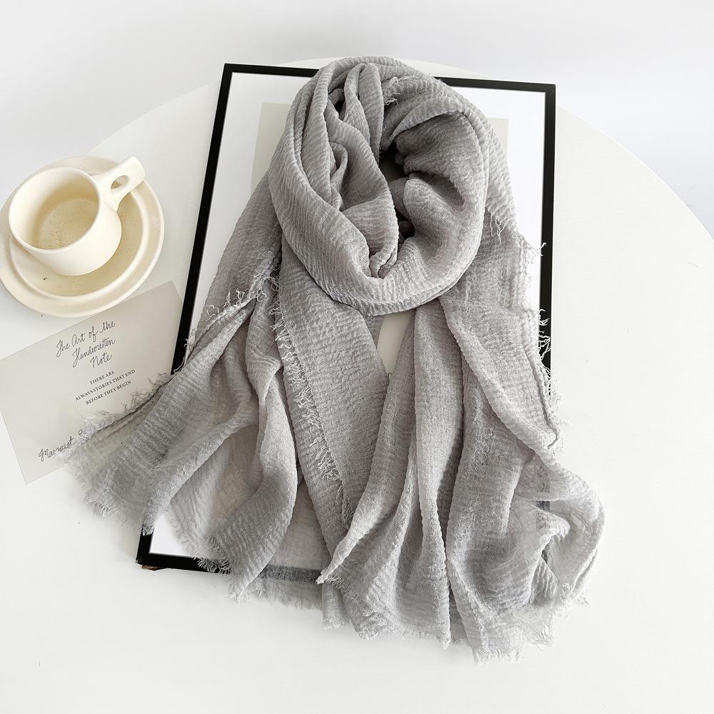 Vreovor Solid Color Scarves Autumn Winter Women'S Retro Monochrome Medium Length Decorative Long Shawls