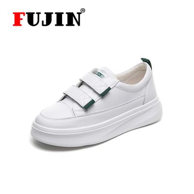 Fujin Oryginalne Skórzane Krótkie Buty Kostki Dla Kobiet Motocykl Czarny Punk Mart Botki Buty Platforma Obcas Ukryty Obcas Wedge Platform Masywne buty