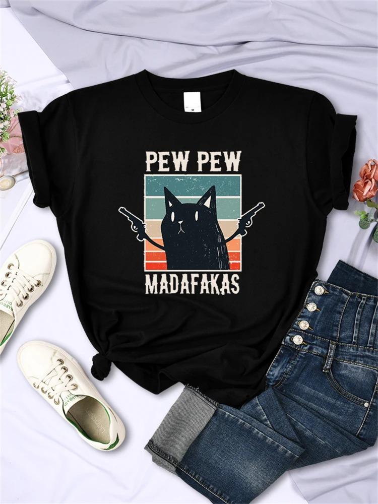 Pew Madafaks Cute Funny Printed Women's T-Shirt Hip Hop Retro Cute Fashion T-Shirt Creative Casual Tops Women's Short Sleeve