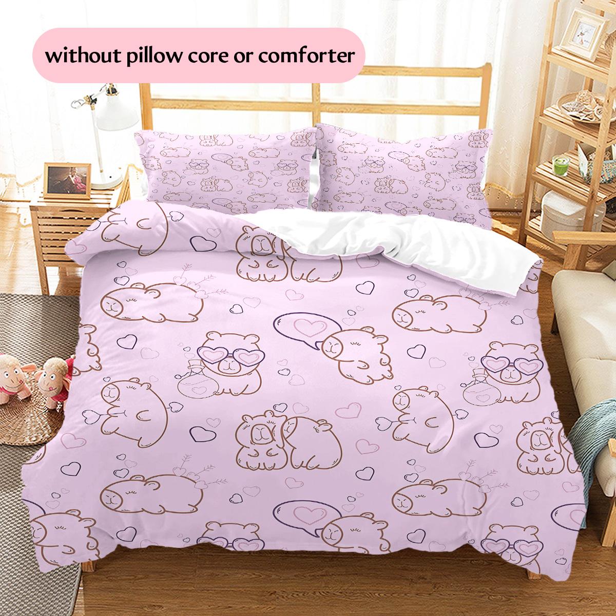 

Capybara Pattern Bedding Quilt Set Home Decoration Gift (1 * duvet cover + 2 * pillowcase without core) 135x200cm