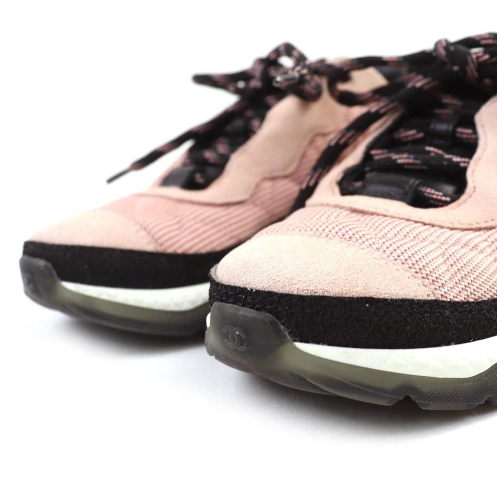 Tolle CHANEL Sneaker COCO Markenzeichen Matelassé Logo Sohle Wildleder rosa schwarz 36 G38290 Gebraucht