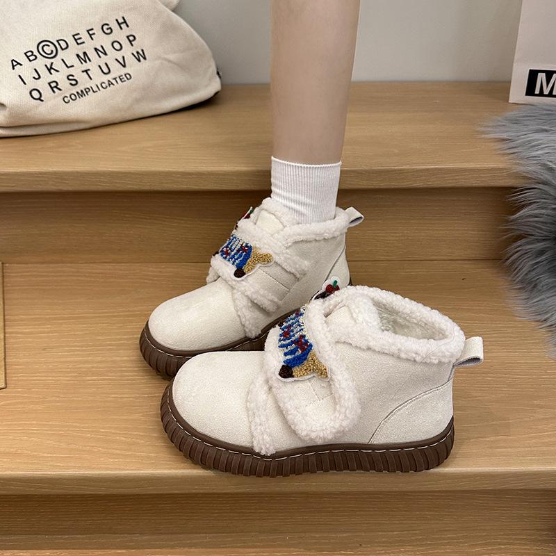 Women's Thick Bottom Cartoon Cute Winter Lightweight Warm Anti Cold Padded Snow Boots Non-slip Wear Casual Sneakers Cotton Boots Fur Shoes