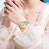 Women Quartz Wrist Watch Bee Dial Rhinestone Decor Date Window Elegant Stainless Steel Wristwatch