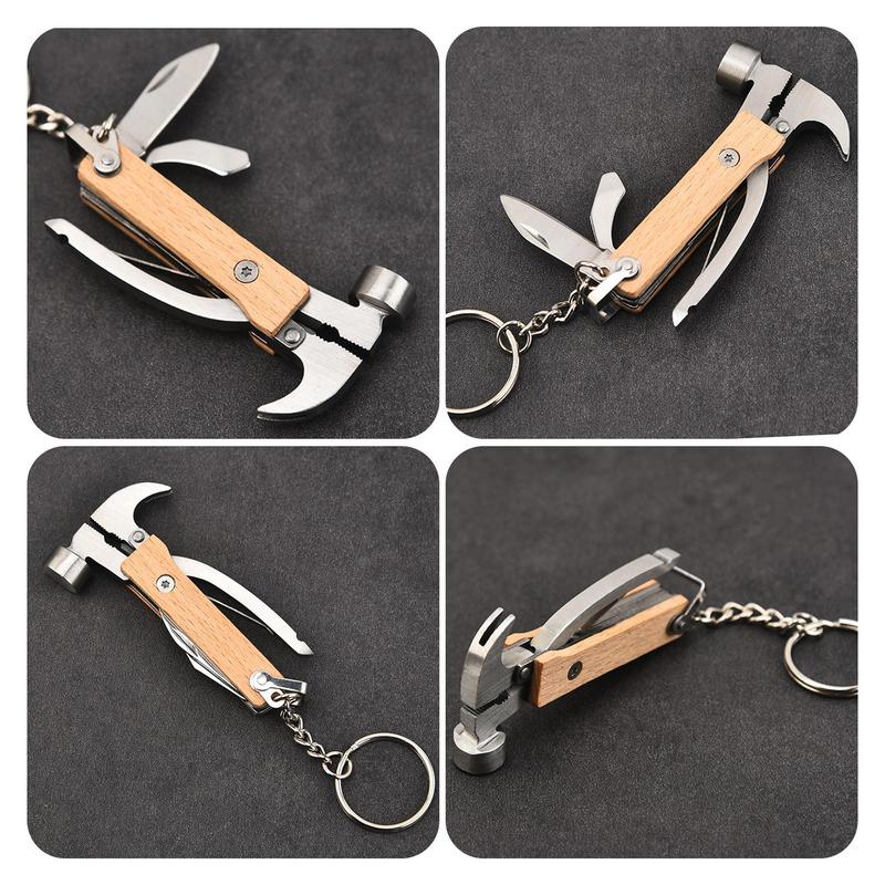 Multifunctional Ax Escape Hammer Wood Handle Outdoor Hammer Multitool Hammer Emergency Survival Hammer Tool