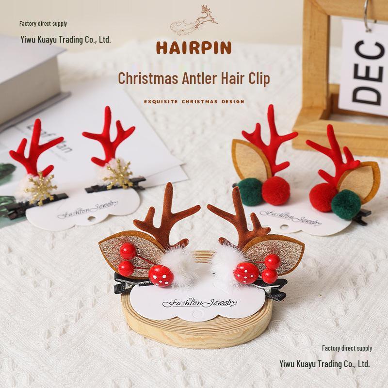 Festive Antler Hair Clip - Cute Christmas Headwear for Adults & Kids