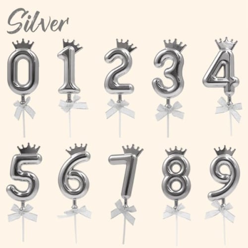 PLATA Birthday Cake Topper, Number, Balloon Style, Plump, Cute Cake Pick, Cake Ornament, Decoration [Pink Gold 0]