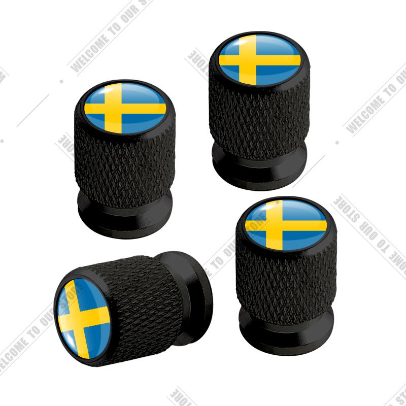 Auto CNC Aluminium R Design Schweden Flagge Emblem Für Volvo XC40 V90 S60 S80 S90 XC60 XC90 4 Stück Reifenventil Luftanschluss Ventilschaft Abdeckkappen
