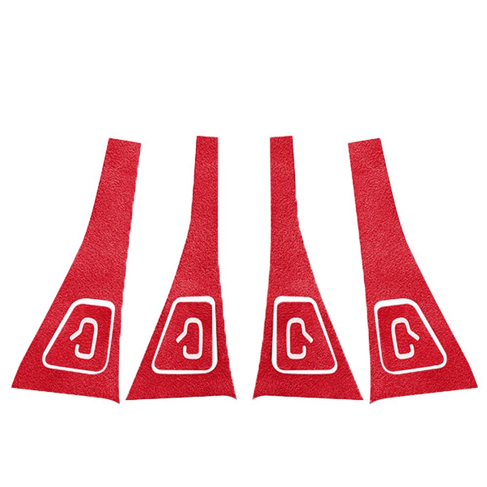 

4 шт./компл. Декоративная накладка на кнопку переключателя двери салона автомобиля, накладка на панель управления, наклейка из замши для Model 3 Y 2019-2023, аксессуары красный