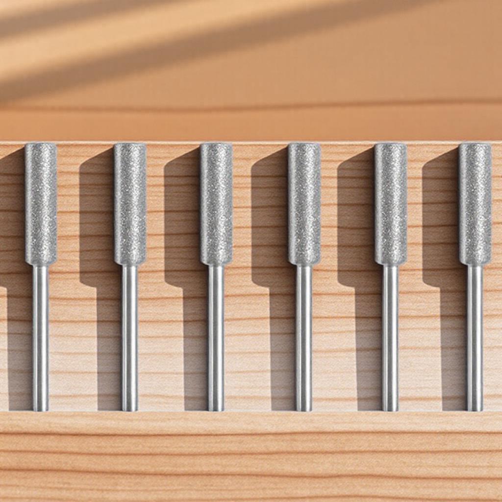 3/6Pcs Diamond-Coated Cylindrical Burr Set for Chainsaw Sharpening Carving Grinding Tools Durable and High Performance