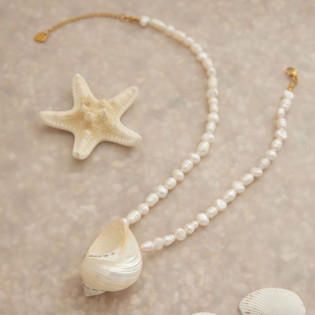 Yori Natural Baroque Freshwater Pearl Clavicle Necklace Vacation Beach Stainless Steel Charm Jewelry Trendy