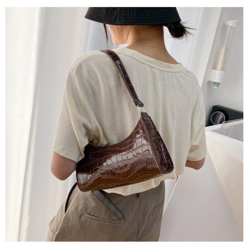Solid Color Pu Leather Women'S Underarm Bag For Female Retro Casual Shoulder Bag Tote Clutch Purse Banquet Handbag