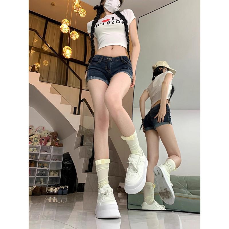 Summer Plus Size Plump Girls Denim Shorts Women's Hipster Navel Elastic Skinny Slimming Hip-Wrapped Millennium Curling Hot Pants