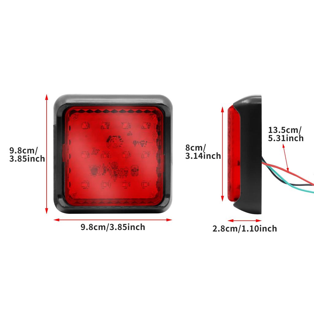 Aoling LED Tail Light for 12V Square Rear Suitable for Small Brakes of Light Equipped with 12 Fall Set of 2 Trucks, 24V, Light, Trailers, Trucks,