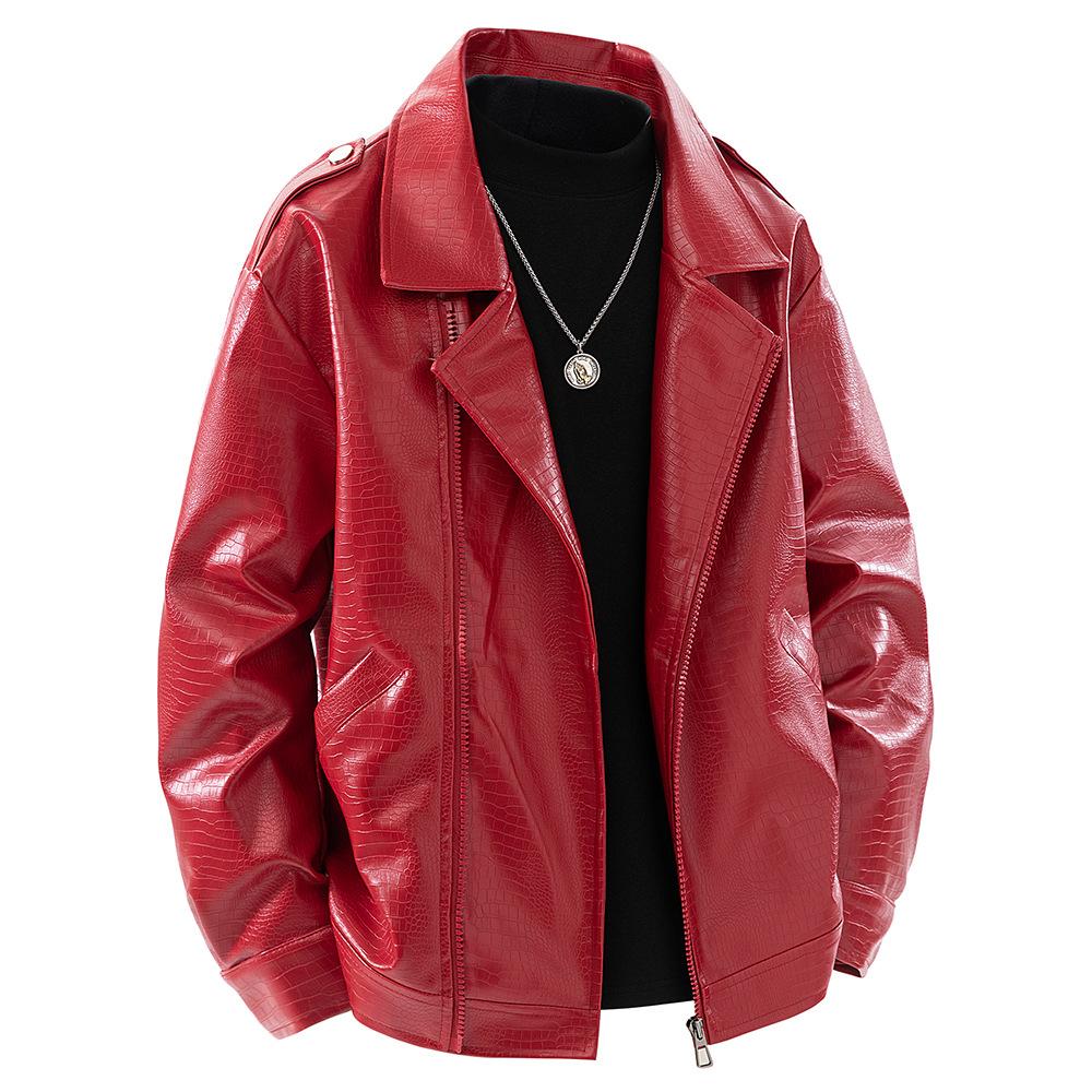 New Winter Simple and Fashionable Lapel Button Jacket Casual Leather Jacket for Men