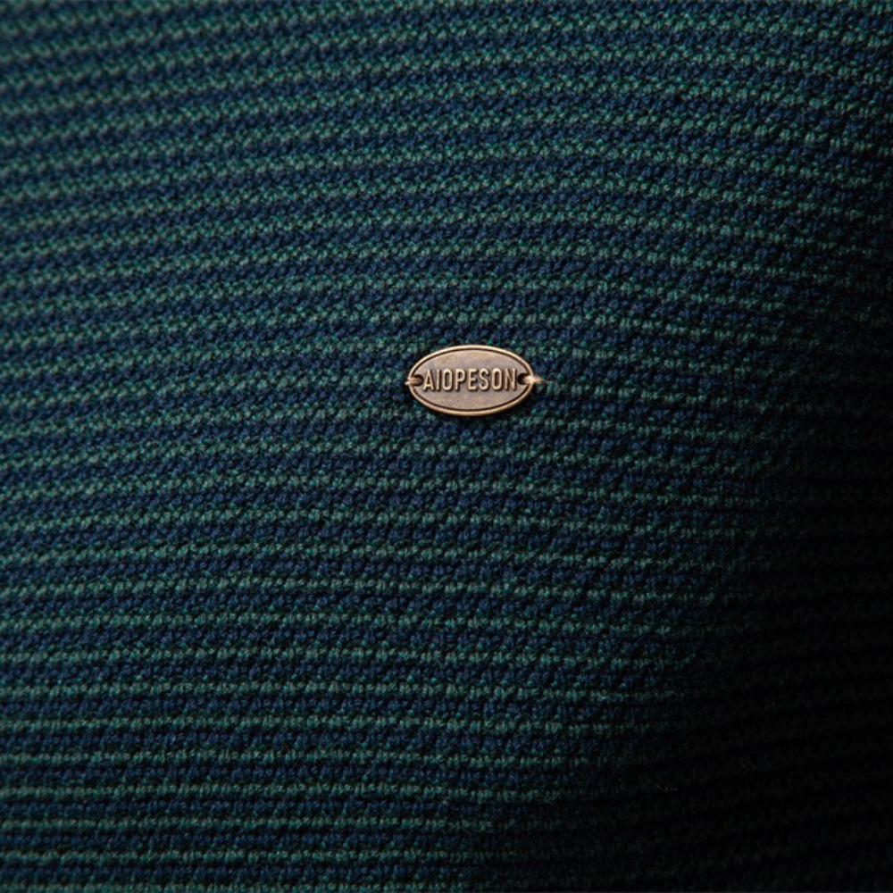 AIOPESON Herren Streifenpullover Einfarbig Gestrickter Pullover Warm Luxuriöse Baumwolle Herbst Winter Lässig Rollkragen Herrenpullover