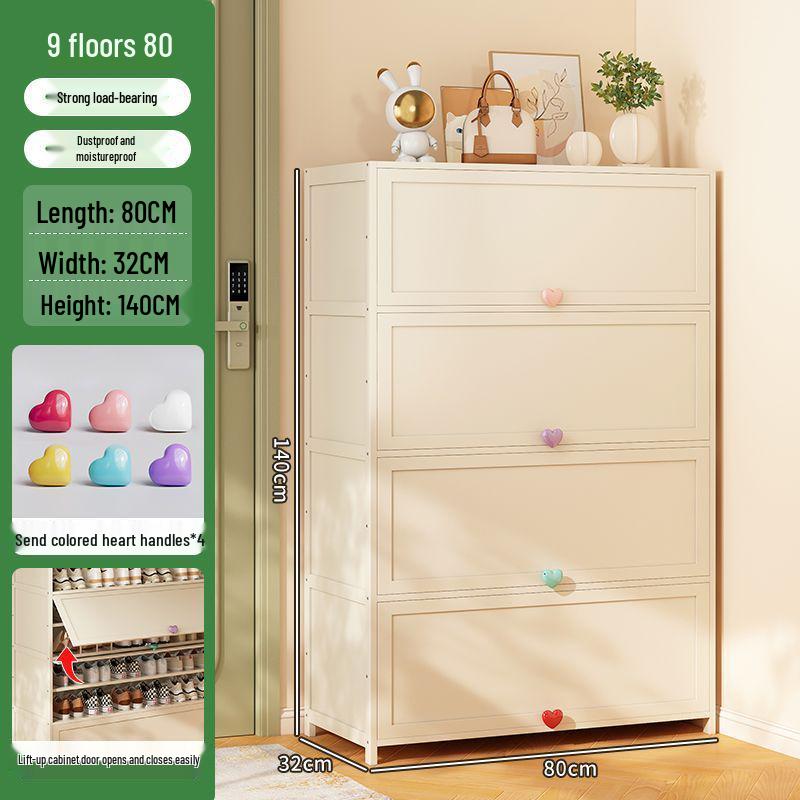 Cream Multi-Layer Off-White Shoe Cabinet - Space-Saving Hallway Storage Rack