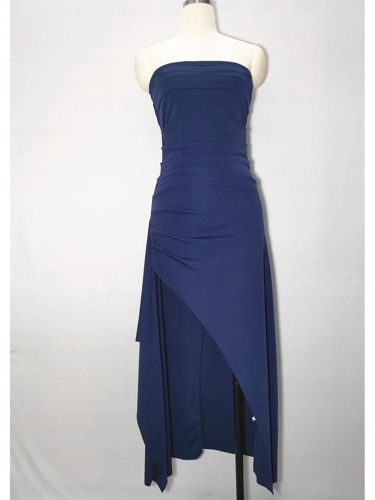 Women's One-Shoulder Strapless Evening Dress - Sexy Backless High Slit Gown