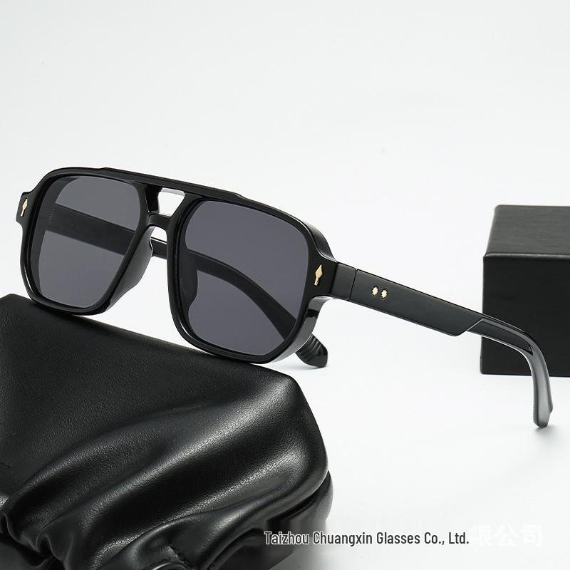 Men s Retro Square Fashion Double-Beam Sunglasses - European & American Style, Casual & Trendy Driving Accessory