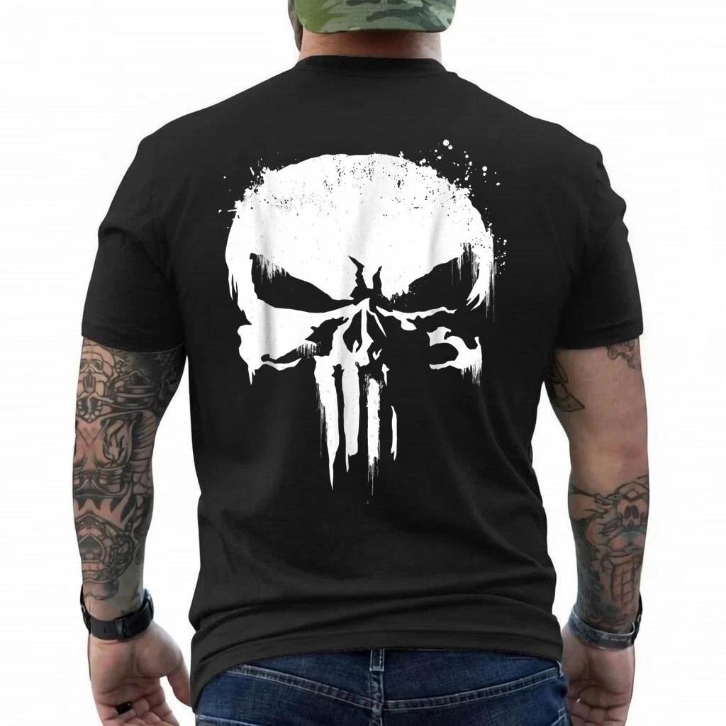 Marvel Punisher White Paint Splatter Skull Graphic T-Shirt 4XL