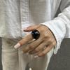 Retro Stackable Transparent Resin Ring: Colorful Arc Wide Band