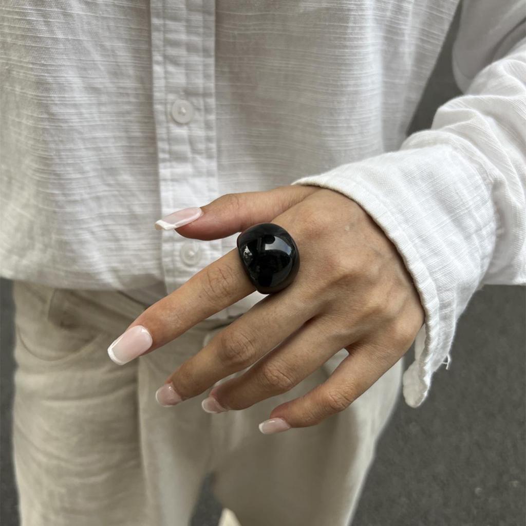 Retro Stackable Transparent Resin Ring: Colorful Arc Wide Band