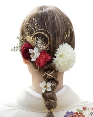 [Lomeri] Artificial Flower Hair Ornament for Coming-of-Age Ceremony, Graduation Ceremony, Furisode Kimono, Wedding, and Traditional Japanese Attire