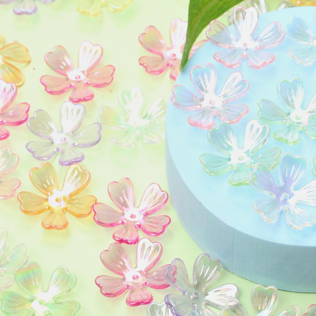 100Pcs 26.5mm Flower Beads Necklace Pendant Acrylic Jewelry Making DIY Beads