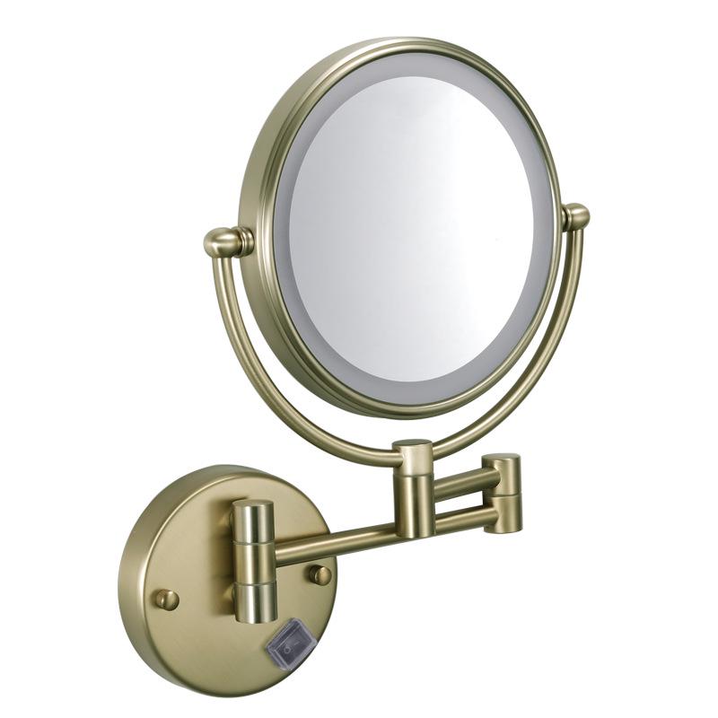 LED Bathroom Vanity Mirror with Folding Makeup Light - Wall-Mounted for Home & Hotel Use